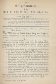 Gesetz-Sammlung für die Königlichen Preußischen Staaten. 1900, Nr. 18 (25 Mai)