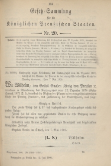 Gesetz-Sammlung für die Königlichen Preußischen Staaten. 1900, Nr. 20 (12 Juni)