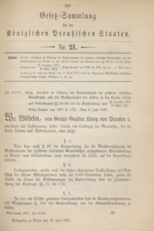 Gesetz-Sammlung für die Königlichen Preußischen Staaten. 1900, Nr. 21 (18 Juni)