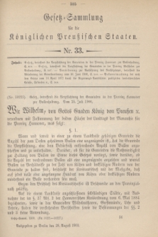 Gesetz-Sammlung für die Königlichen Preußischen Staaten. 1900, Nr. 33 (28 August)
