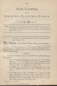 Gesetz-Sammlung für die Königlichen Preußischen Staaten. 1900, Nr. 38 (23 Oktober)