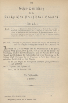 Gesetz-Sammlung für die Königlichen Preußischen Staaten. 1900, Nr. 41 (28 November)