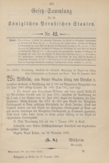 Gesetz-Sammlung für die Königlichen Preußischen Staaten. 1900, Nr. 42 (12 Dezember)