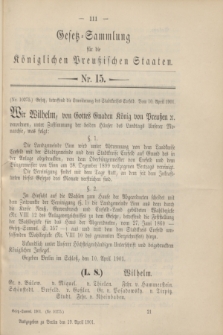 Gesetz-Sammlung für die Königlichen Preußischen Staaten. 1901, Nr. 15 (19 April)