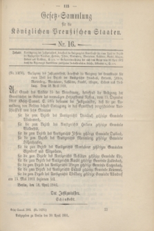 Gesetz-Sammlung für die Königlichen Preußischen Staaten. 1901, Nr. 16 (30 April)