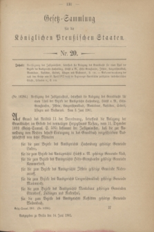 Gesetz-Sammlung für die Königlichen Preußischen Staaten. 1901, Nr. 20 (14 Juni)