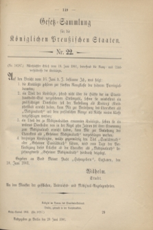 Gesetz-Sammlung für die Königlichen Preußischen Staaten. 1901, Nr. 22 (29 Juni)
