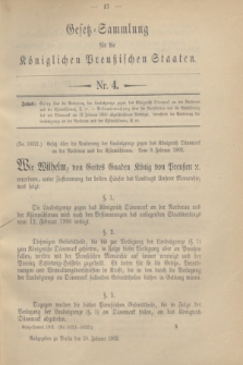 Gesetz-Sammlung für die Königlichen Preußischen Staaten. 1902, Nr. 4 (20 Februar)
