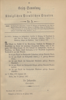 Gesetz-Sammlung für die Königlichen Preußischen Staaten. 1902, Nr. 5 (28 Februar)