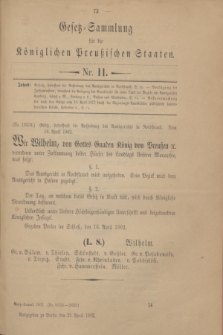 Gesetz-Sammlung für die Königlichen Preußischen Staaten. 1902, Nr. 11 (23 April)