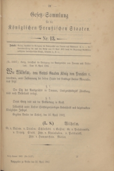 Gesetz-Sammlung für die Königlichen Preußischen Staaten. 1902, Nr. 13 (30 April)