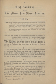 Gesetz-Sammlung für die Königlichen Preußischen Staaten. 1902, Nr. 14 (6 Mai)