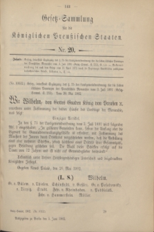 Gesetz-Sammlung für die Königlichen Preußischen Staaten. 1902, Nr. 20 (5 Juni)