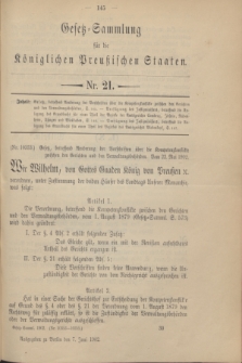 Gesetz-Sammlung für die Königlichen Preußischen Staaten. 1902, Nr. 21 (7 Juni)