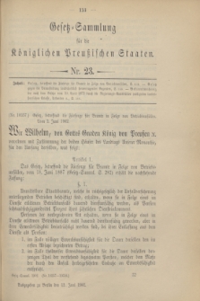 Gesetz-Sammlung für die Königlichen Preußischen Staaten. 1902, Nr. 23 (12 Juni)