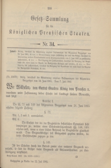 Gesetz-Sammlung für die Königlichen Preußischen Staaten. 1902, Nr. 34 (22 Juli)