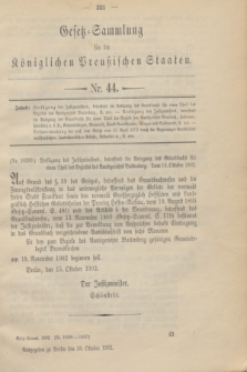 Gesetz-Sammlung für die Königlichen Preußischen Staaten. 1902, Nr. 44 (30 October)