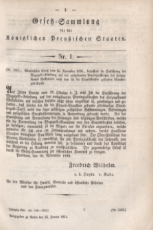 Gesetz-Sammlung für die Königlichen Preußischen Staaten. 1851, Nr. 1 (25 Januar)