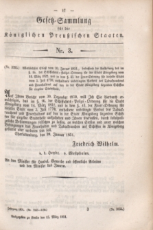 Gesetz-Sammlung für die Königlichen Preußischen Staaten. 1851, Nr. 3 (15 März)