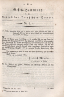 Gesetz-Sammlung für die Königlichen Preußischen Staaten. 1851, Nr. 5 (31 März)