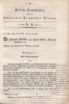Gesetz-Sammlung für die Königlichen Preußischen Staaten. 1851, Nr. 16 (28 Mai) + wkładka