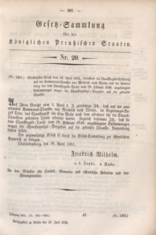 Gesetz-Sammlung für die Königlichen Preußischen Staaten. 1851, Nr. 20 (18 Juni)