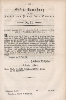 Gesetz-Sammlung für die Königlichen Preußischen Staaten. 1851, Nr. 31 (30 August)