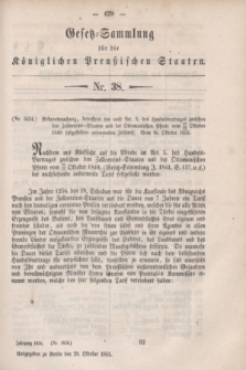 Gesetz-Sammlung für die Königlichen Preußischen Staaten. 1851, Nr. 38 (29 Oktober)