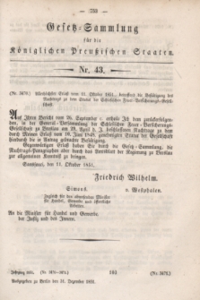 Gesetz-Sammlung für die Königlichen Preußischen Staaten. 1851, Nr. 43 (31 Dezember)