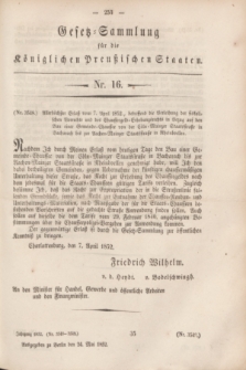 Gesetz-Sammlung für die Königlichen Preußischen Staaten. 1852, Nr. 16 (24 Mai)