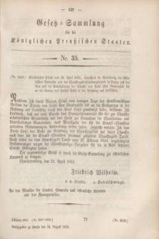 Gesetz-Sammlung für die Königlichen Preußischen Staaten. 1852, Nr. 35 (31 August)