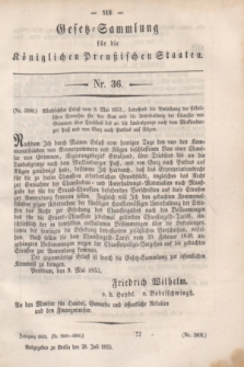 Gesetz-Sammlung für die Königlichen Preußischen Staaten. 1853, Nr. 36 (28 Juli)