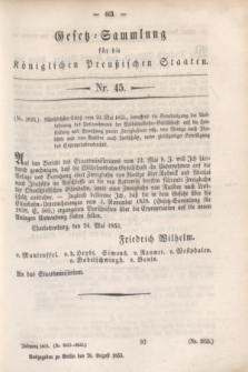 Gesetz-Sammlung für die Königlichen Preußischen Staaten. 1853, Nr. 45 (26 August)