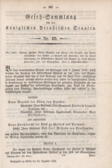 Gesetz-Sammlung für die Königlichen Preußischen Staaten. 1853, Nr. 65 (19 Dezember)