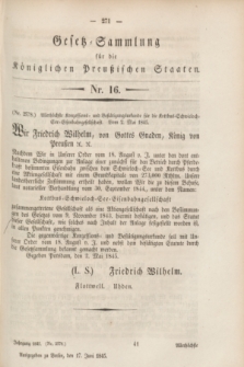 Gesetz-Sammlung für die Königlichen Preußischen Staaten. 1845, Nr. 16 (17 Juni)