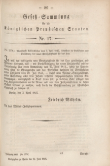 Gesetz-Sammlung für die Königlichen Preußischen Staaten. 1845, Nr. 17 (24 Juni)