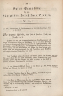 Gesetz-Sammlung für die Königlichen Preußischen Staaten. 1845, Nr. 18 (1 Juli)