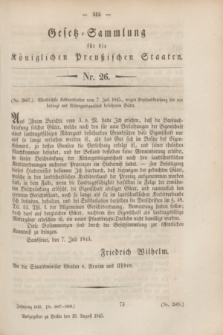 Gesetz-Sammlung für die Königlichen Preußischen Staaten. 1845, Nr. 26 (19 August)