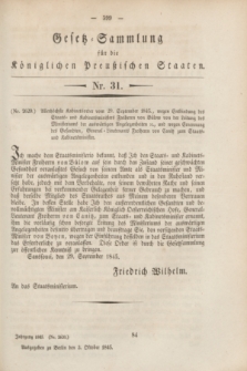 Gesetz-Sammlung für die Königlichen Preußischen Staaten. 1845, Nr. 31 (3 Oktober)