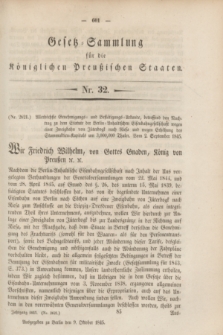Gesetz-Sammlung für die Königlichen Preußischen Staaten. 1845, Nr. 32 (9 Oktober)