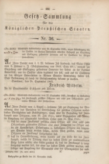 Gesetz-Sammlung für die Königlichen Preußischen Staaten. 1845, Nr. 36 (18 November)