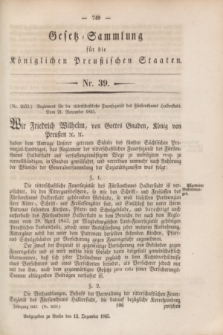 Gesetz-Sammlung für die Königlichen Preußischen Staaten. 1845, Nr. 39 (12 Dezember)