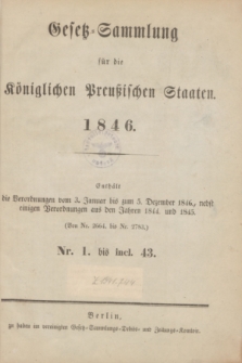 Gesetz-Sammlung für die Königlichen Preußischen Staaten. 1846, Spis treści