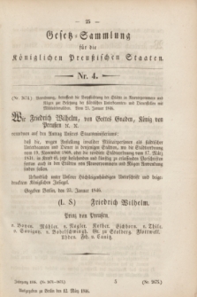 Gesetz-Sammlung für die Königlichen Preußischen Staaten. 1846, Nr. 4 (12 März)