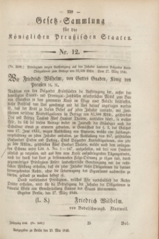 Gesetz-Sammlung für die Königlichen Preußischen Staaten. 1846, Nr. 12 (20 Mai)