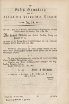 Gesetz-Sammlung für die Königlichen Preußischen Staaten. 1846, Nr. 18 (16 Juli)