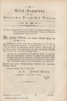 Gesetz-Sammlung für die Königlichen Preußischen Staaten. 1846, Nr. 20 (22 Juli)