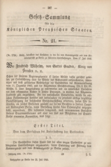 Gesetz-Sammlung für die Königlichen Preußischen Staaten. 1846, Nr. 21 (25 Juli)