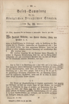 Gesetz-Sammlung für die Königlichen Preußischen Staaten. 1846, Nr. 22 (25 Juli)