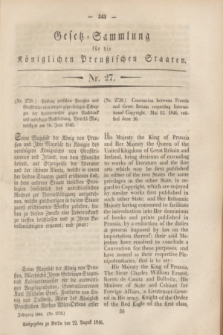 Gesetz-Sammlung für die Königlichen Preußischen Staaten. 1846, Nr. 27 (22 August)